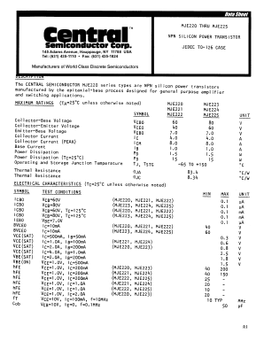 MJE224 Datasheet PDF Central Semiconductor