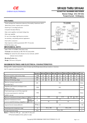 SR1620A Datasheet PDF CHENG-YI ELECTRONIC CO., LTD.