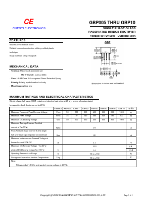 KBP10 Datasheet PDF CHENG-YI ELECTRONIC CO., LTD.