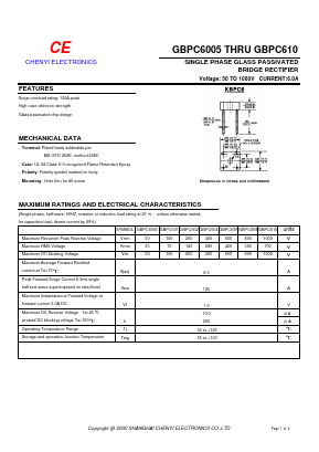 GBPC6005 Datasheet PDF CHENG-YI ELECTRONIC CO., LTD.