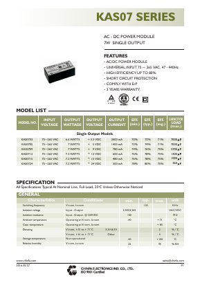 KAS0703 Datasheet PDF CHINFA ELECTRONICS