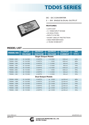 TDD05-03S4 Datasheet PDF CHINFA ELECTRONICS
