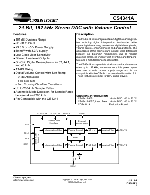 CDB4341A Datasheet PDF Cirrus Logic