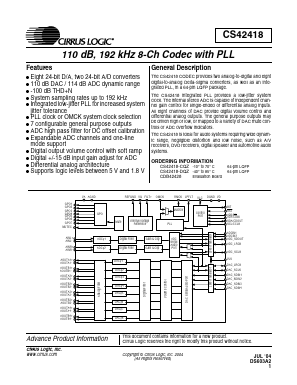 CS42418-CQZ Datasheet PDF Cirrus Logic