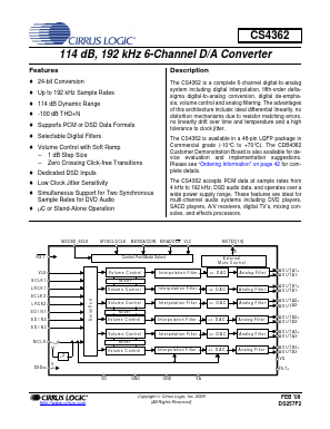 CS4362-KQZR Datasheet PDF Cirrus Logic