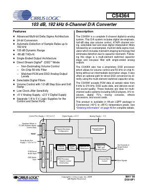 CDB4364 Datasheet PDF Cirrus Logic