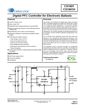 CS1601-FSZR Datasheet PDF Cirrus Logic