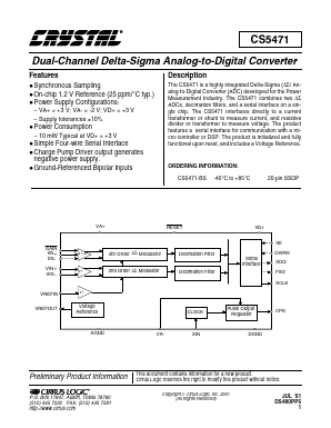 CS5471 Datasheet PDF Cirrus Logic