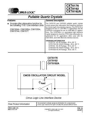 CXT6176U Datasheet PDF Cirrus Logic