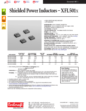 XFL5015-122ME Datasheet PDF Coilcraft Inc