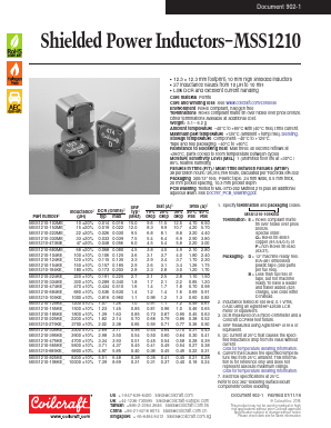 MSS1210-474KEB Datasheet PDF Coilcraft Inc