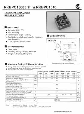 RKBPC15005 Datasheet PDF Collmer Semiconductor