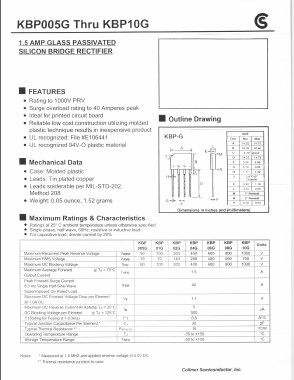 KBP005G Datasheet PDF Collmer Semiconductor