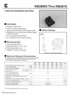 KBU8005 Datasheet PDF Collmer Semiconductor