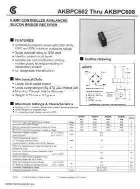 AKBPC604 Datasheet PDF Collmer Semiconductor