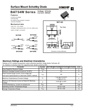BAT54CW Datasheet PDF ComChip