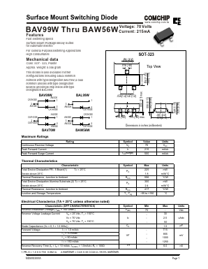 BAV70W Datasheet PDF ComChip