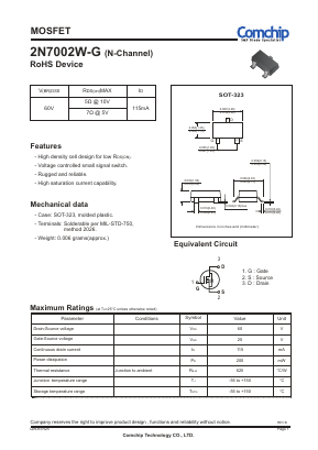 2N7002W-G Datasheet PDF ComChip