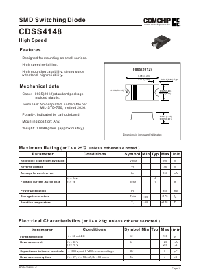 CDSS4148 Datasheet PDF ComChip