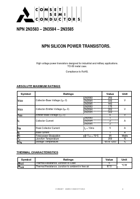 2N3584 Datasheet PDF Comset Semiconductors