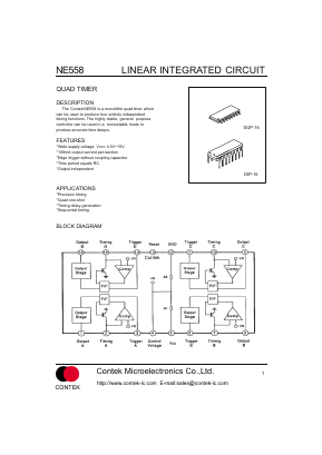 NE558 Datasheet PDF Contek Microelectronics
