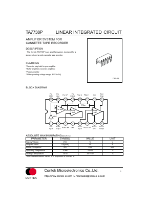TA7738P Datasheet PDF Contek Microelectronics