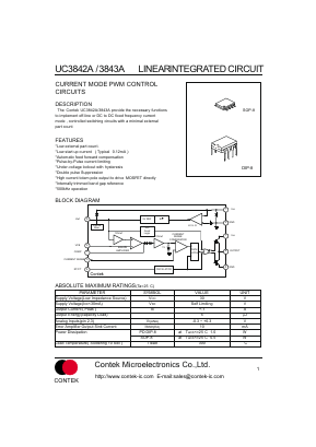 UC3842A Datasheet PDF Contek Microelectronics