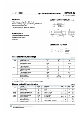KPS2802 Datasheet PDF COSMO Electronics