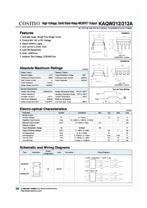 1KAQW212 Datasheet PDF COSMO Electronics