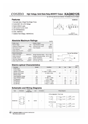 KAQW212S Datasheet PDF COSMO Electronics