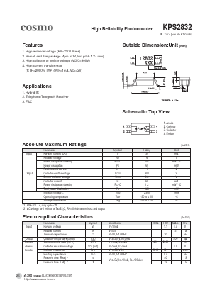 KPS2832 Datasheet PDF COSMO Electronics
