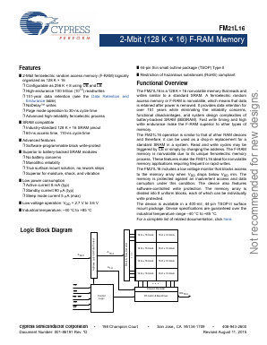 FM21L16-60-TG Datasheet PDF Cypress Semiconductor