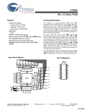 CY6264-55SNXC Datasheet PDF Cypress Semiconductor