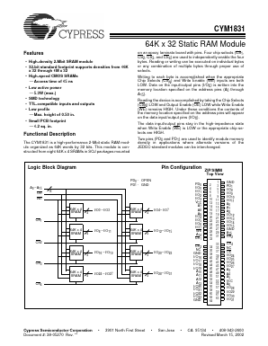 CYM1831PY-35C Datasheet PDF Cypress Semiconductor