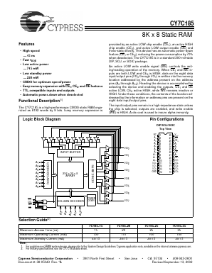 7C185-12 Datasheet PDF Cypress Semiconductor