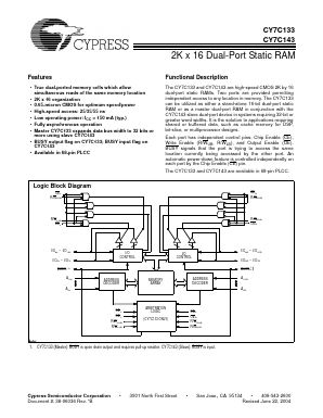 CY7C133-35JI Datasheet PDF Cypress Semiconductor