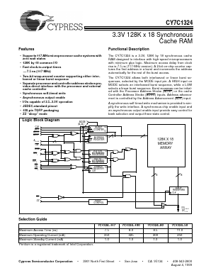 CY7C1324 Datasheet PDF Cypress Semiconductor