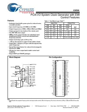 CYI9530ZXC Datasheet PDF Cypress Semiconductor