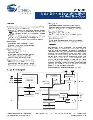 CY14B101P Datasheet PDF Cypress Semiconductor