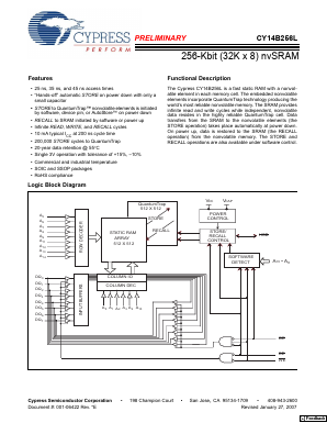 CY14B256L-SZ25XI Datasheet PDF Cypress Semiconductor
