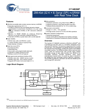 CY14B256P Datasheet PDF Cypress Semiconductor