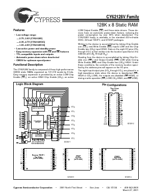 CY62128VLL-70ZAC Datasheet PDF Cypress Semiconductor