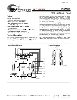 CY62256VL-55SNC Datasheet PDF Cypress Semiconductor