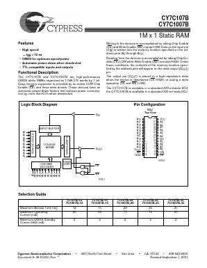 CY7C107B-25 Datasheet PDF Cypress Semiconductor