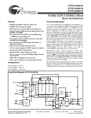CY7C1316AV18 Datasheet PDF Cypress Semiconductor