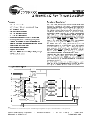 CY7C1336F Datasheet PDF Cypress Semiconductor