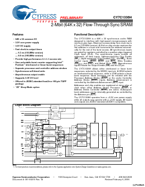 CY7C1336H Datasheet PDF Cypress Semiconductor