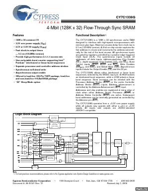 CY7C1338G Datasheet PDF Cypress Semiconductor