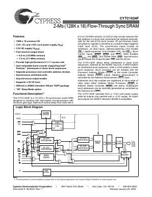 CY7C1324F-117AI Datasheet PDF Cypress Semiconductor