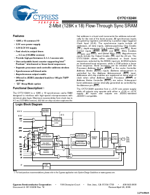 CY7C1324H-133AXI Datasheet PDF Cypress Semiconductor